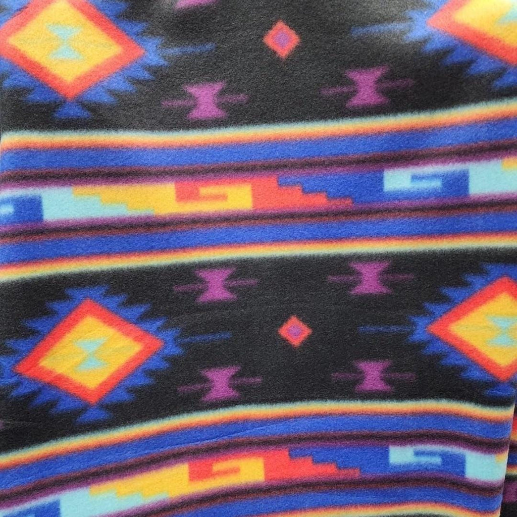 Black Aztec Print - Anti Pill Theme Fleece Fabric, 60” Inches Wide – Sold By The Yard