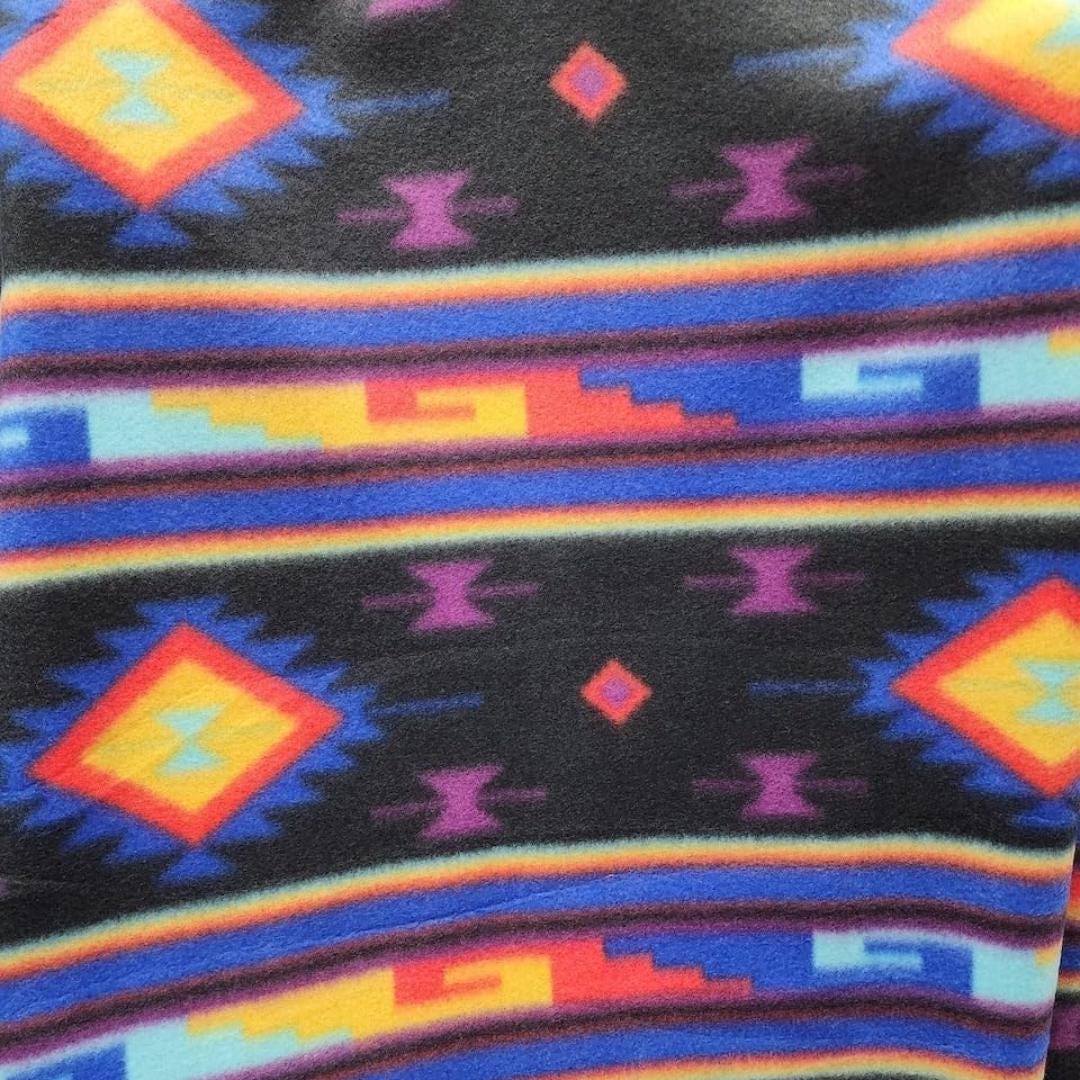 Black Aztec Print - Anti Pill Theme Fleece Fabric, 60” Inches Wide – Sold By The Yard