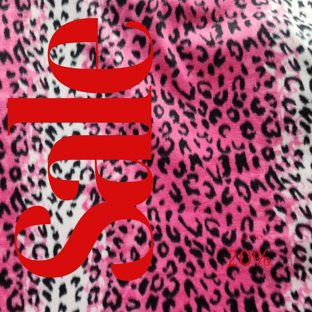 Leopard Print - Anti Pill Theme Fleece Fabric, 60” Inches Wide – Sold By The Yard. Pink/White
