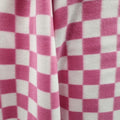 Pink & White Checkered Print - Anti Pill Theme Fleece Fabric, 60” Inches Wide – Sold By The Yard