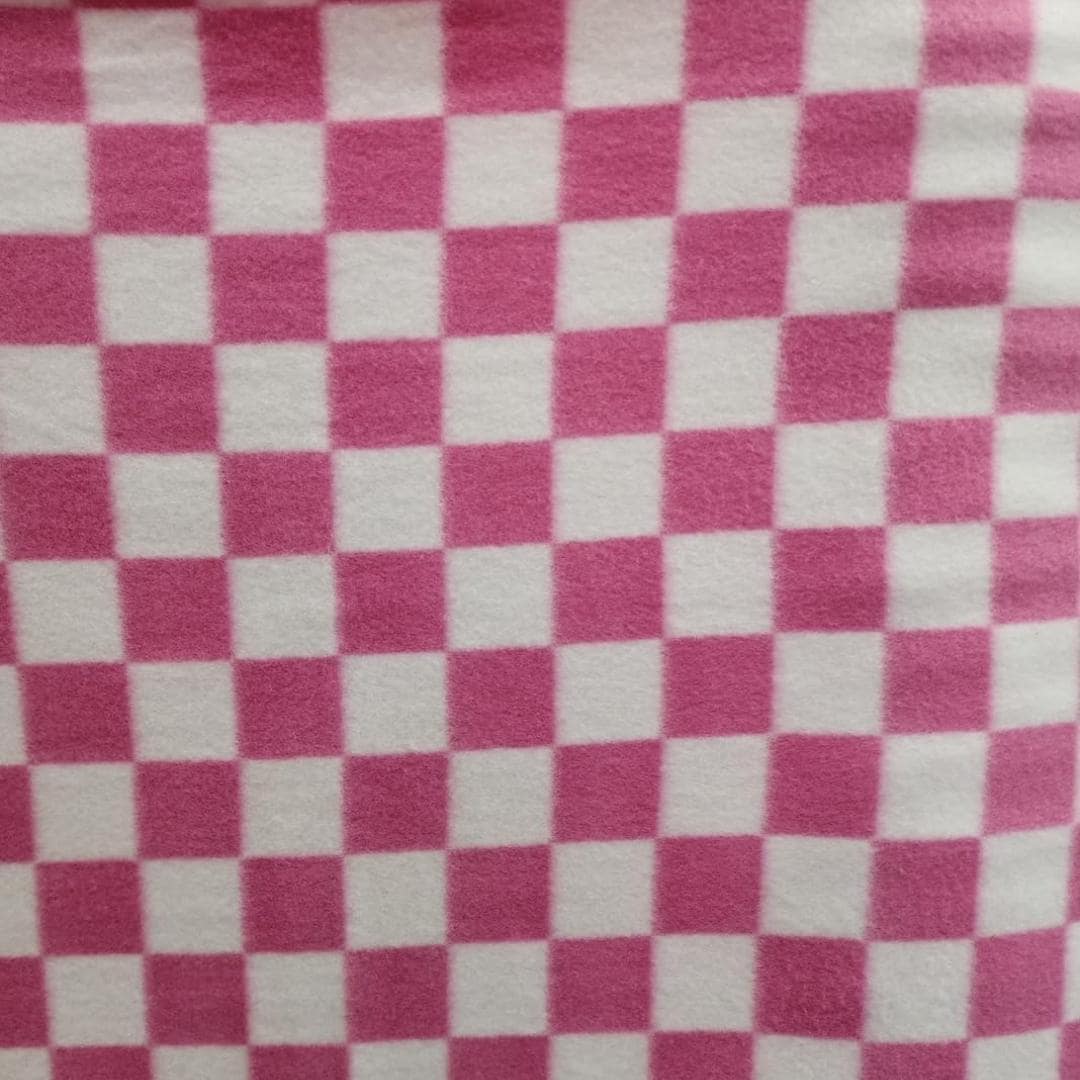 Pink & White Checkered Print - Anti Pill Theme Fleece Fabric, 60” Inches Wide – Sold By The Yard