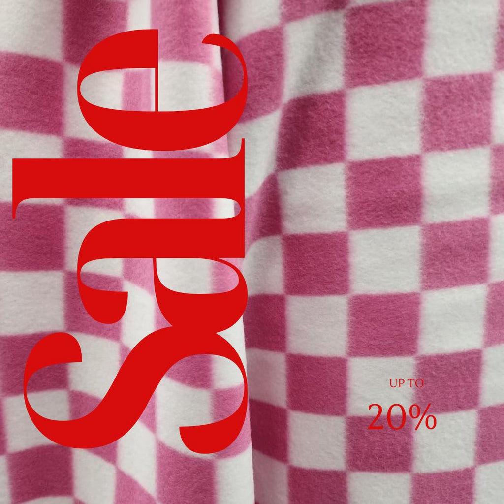 Pink & White Checkered Print - Anti Pill Theme Fleece Fabric, 60” Inches Wide – Sold By The Yard