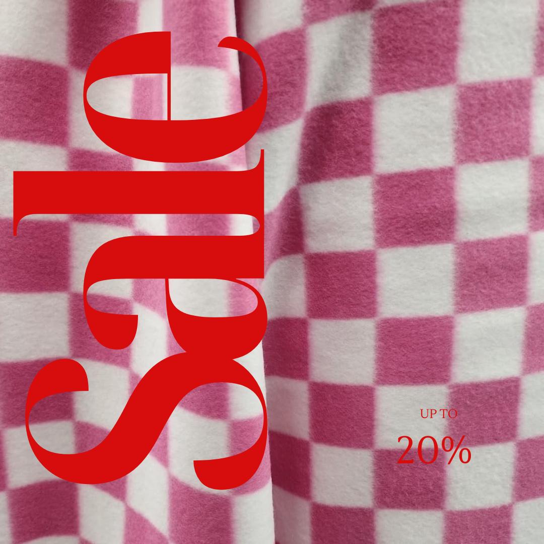 Pink & White Checkered Print - Anti Pill Theme Fleece Fabric, 60” Inches Wide – Sold By The Yard