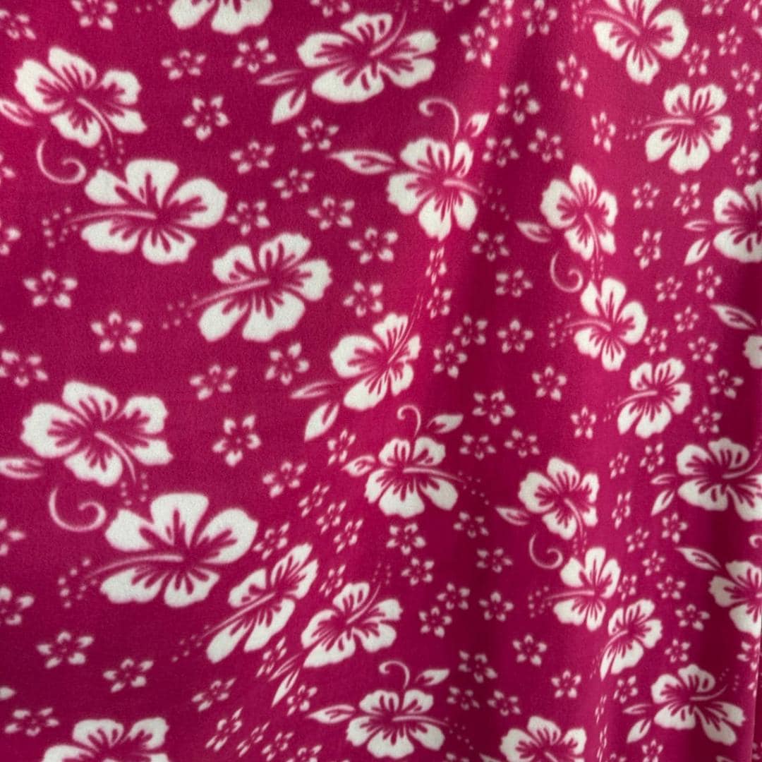 Hawaiian Print - Anti Pill Theme Fleece Fabric, 60” Inches Wide – Sold By The Yard Fuchia