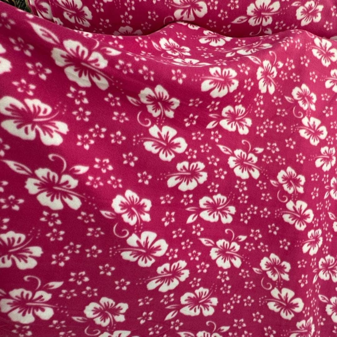 Hawaiian Print - Anti Pill Theme Fleece Fabric, 60” Inches Wide – Sold By The Yard Fuchia