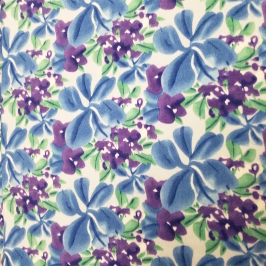Blue Flower Print - Anti Pill Theme Fleece Fabric, 60” Inches Wide – Sold By The Yard
