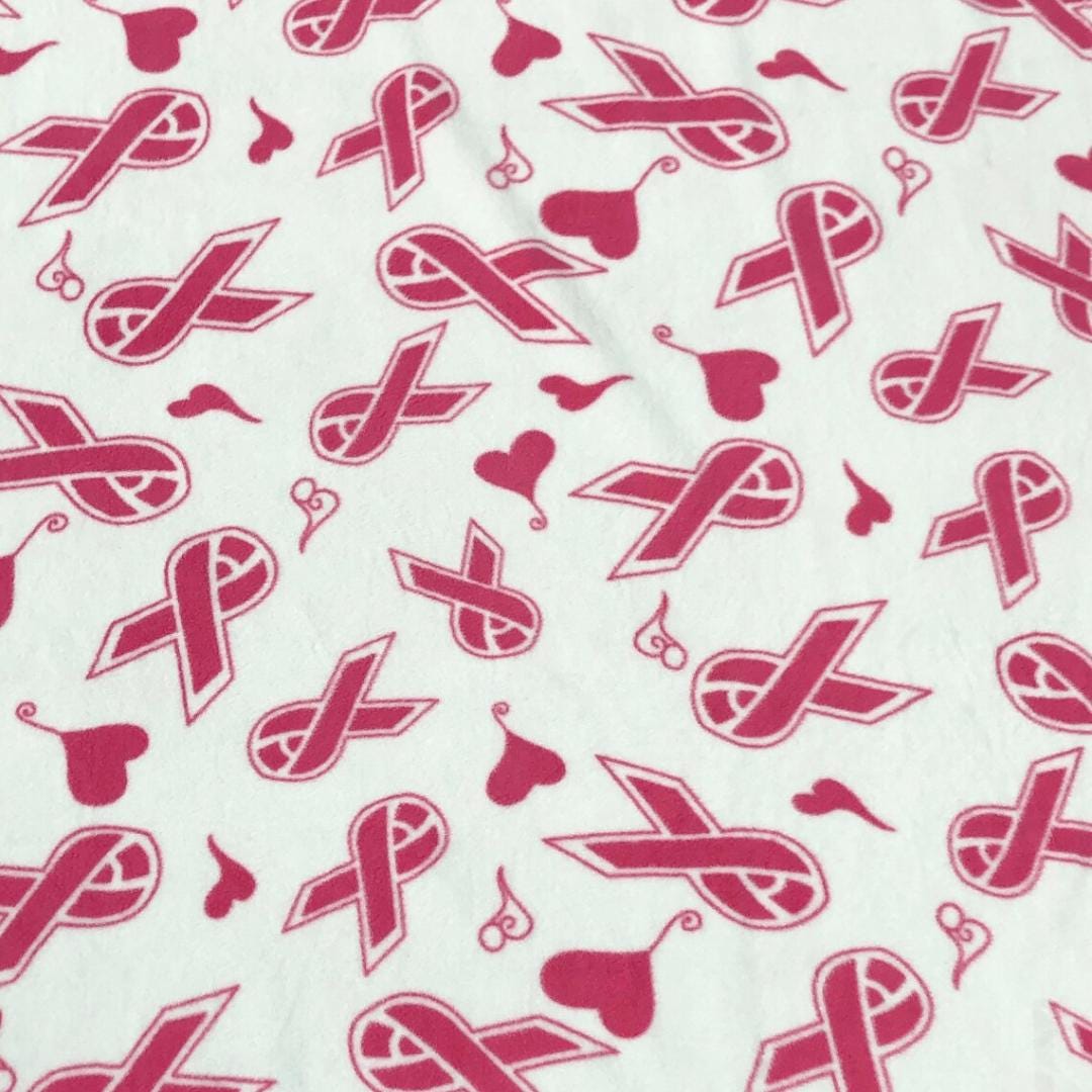 Pink Ribbon Prints - Anti Pill Theme Fleece Fabric, 60” Inches Wide – Sold By The Yard