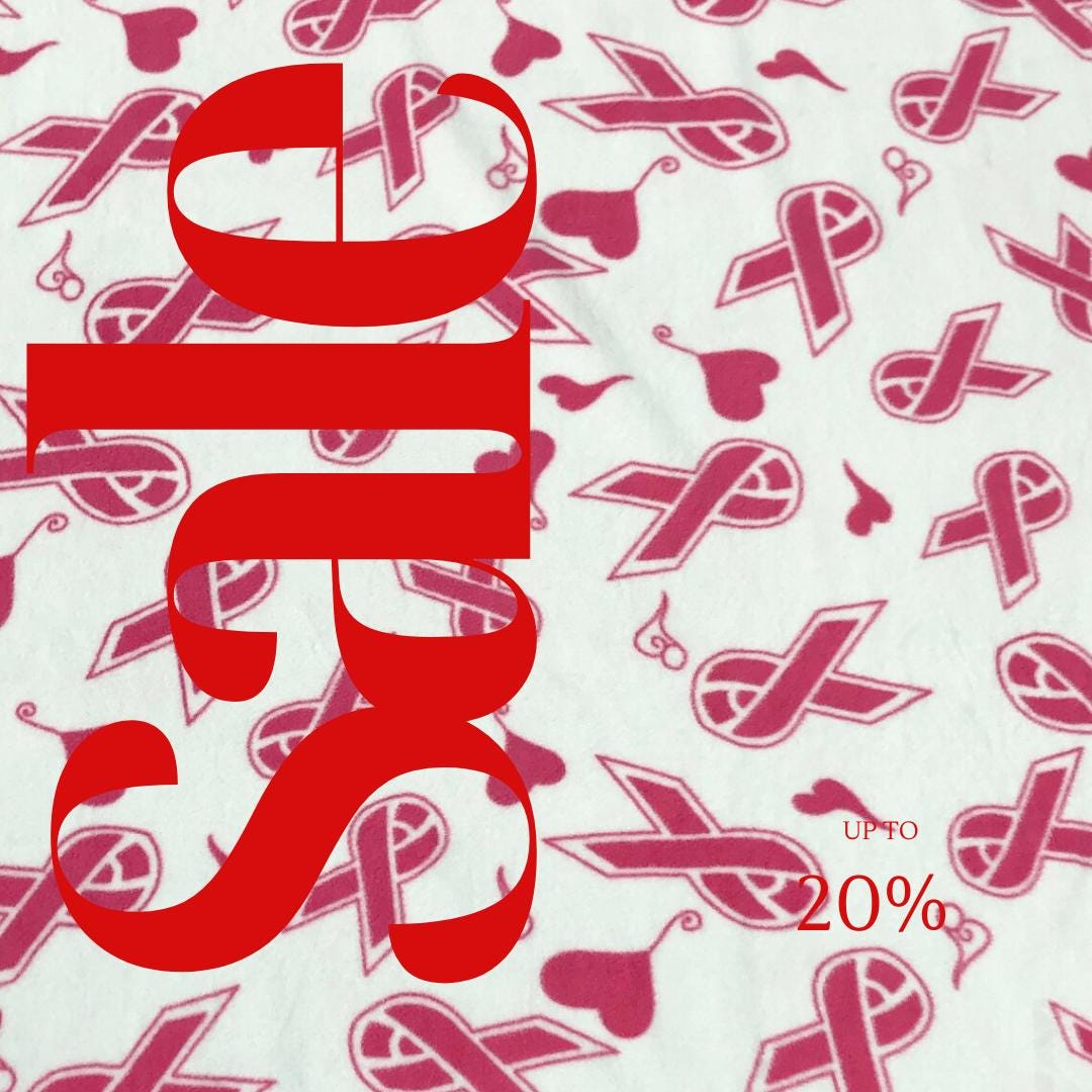 Pink Ribbon Prints - Anti Pill Theme Fleece Fabric, 60” Inches Wide – Sold By The Yard