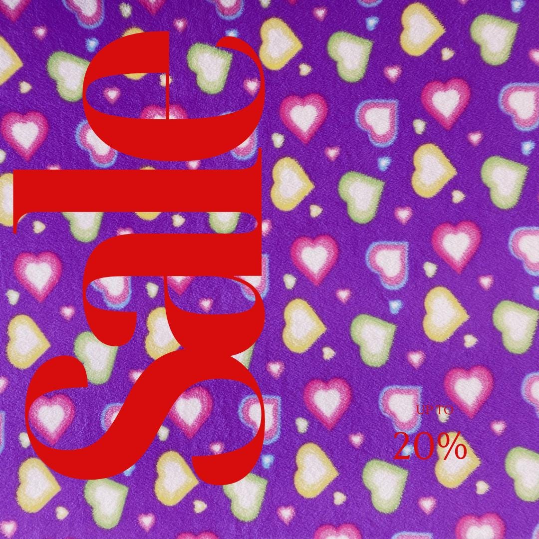 Colorful Hearts Print - Anti Pill Theme Fleece Fabric, 60” Inches Wide – Sold By The Yard