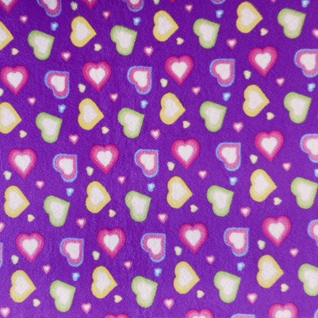 Colorful Hearts Print - Anti Pill Theme Fleece Fabric, 60” Inches Wide – Sold By The Yard