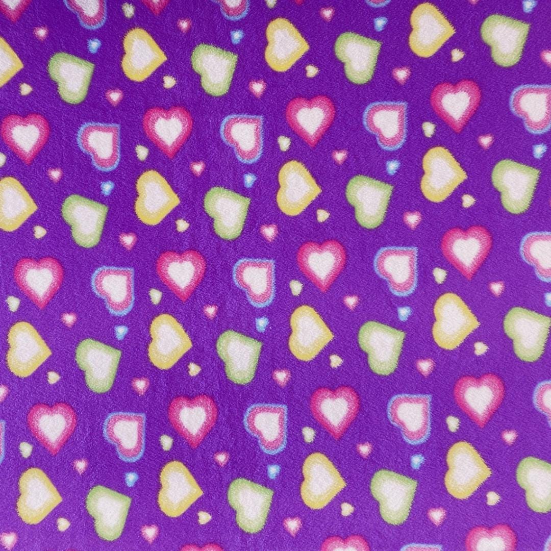 Colorful Hearts Print - Anti Pill Theme Fleece Fabric, 60” Inches Wide – Sold By The Yard