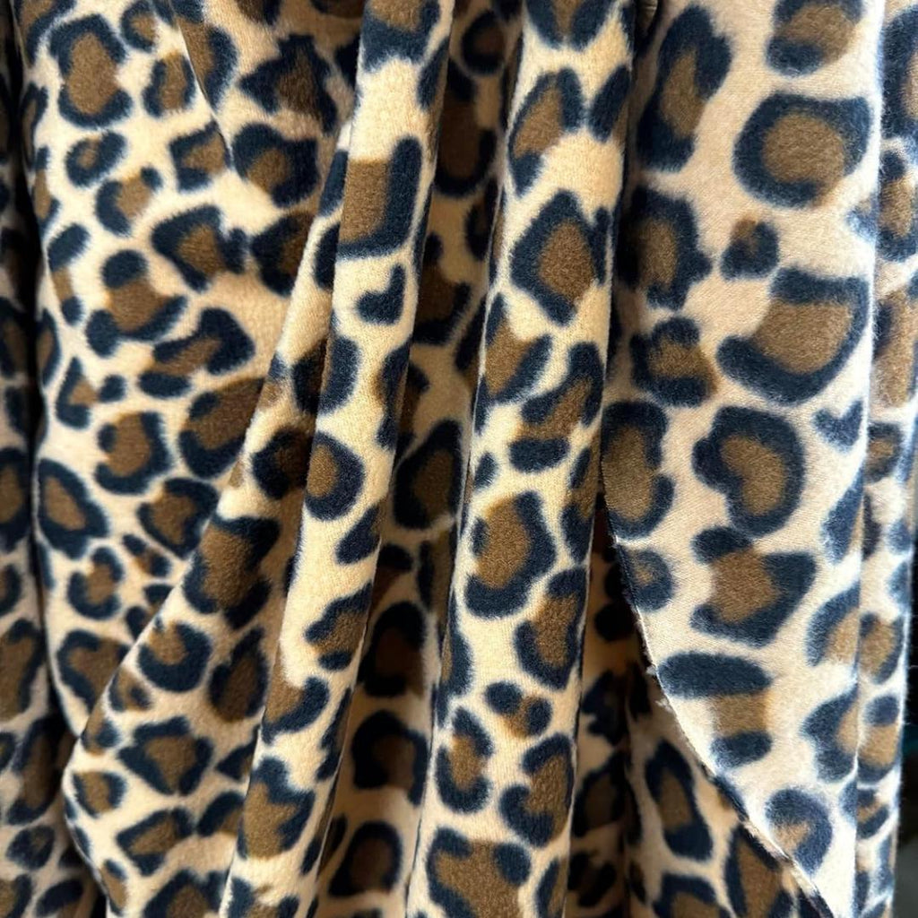 Leopard Print - Anti Pill Theme Fleece Fabric, 60” Inches Wide – Sold By The Yard. Brown