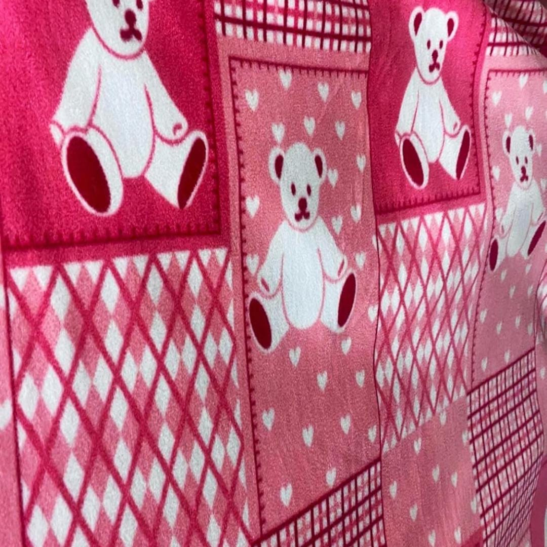 Teddy Bear Print - Anti Pill Theme Fleece Fabric, 60” Inches Wide – Sold By The Yard Fuchsia