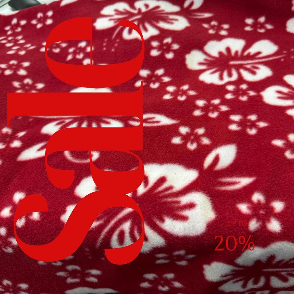 Red Hawaiian Print - Anti Pill Theme Fleece Fabric, 60” Inches Wide – Sold By The Yard