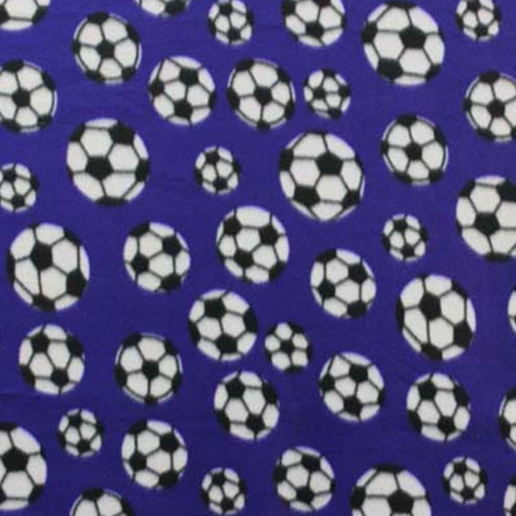 Purple Soccer Print - Anti Pill Theme Fleece Fabric, 60” Inches Wide – Sold By The Yard