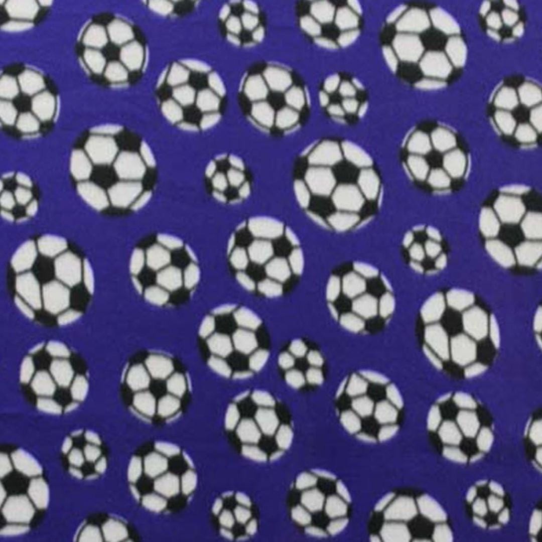 Purple Soccer Print - Anti Pill Theme Fleece Fabric, 60” Inches Wide – Sold By The Yard