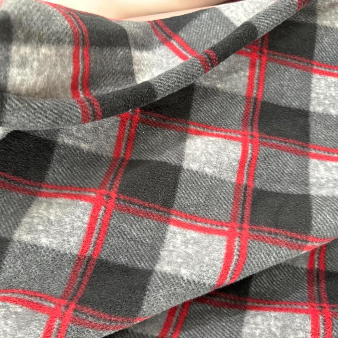 Plaid Checkered Print - Anti Pill Theme Fleece Fabric, 60” Inches Wide – Sold By The Yard. Gray & Silver