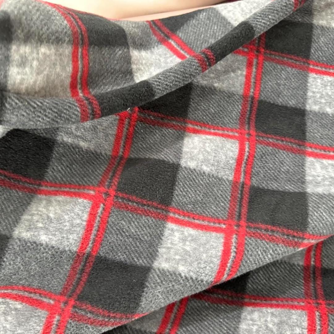 Plaid Checkered Print - Anti Pill Theme Fleece Fabric, 60” Inches Wide – Sold By The Yard. Gray & Silver