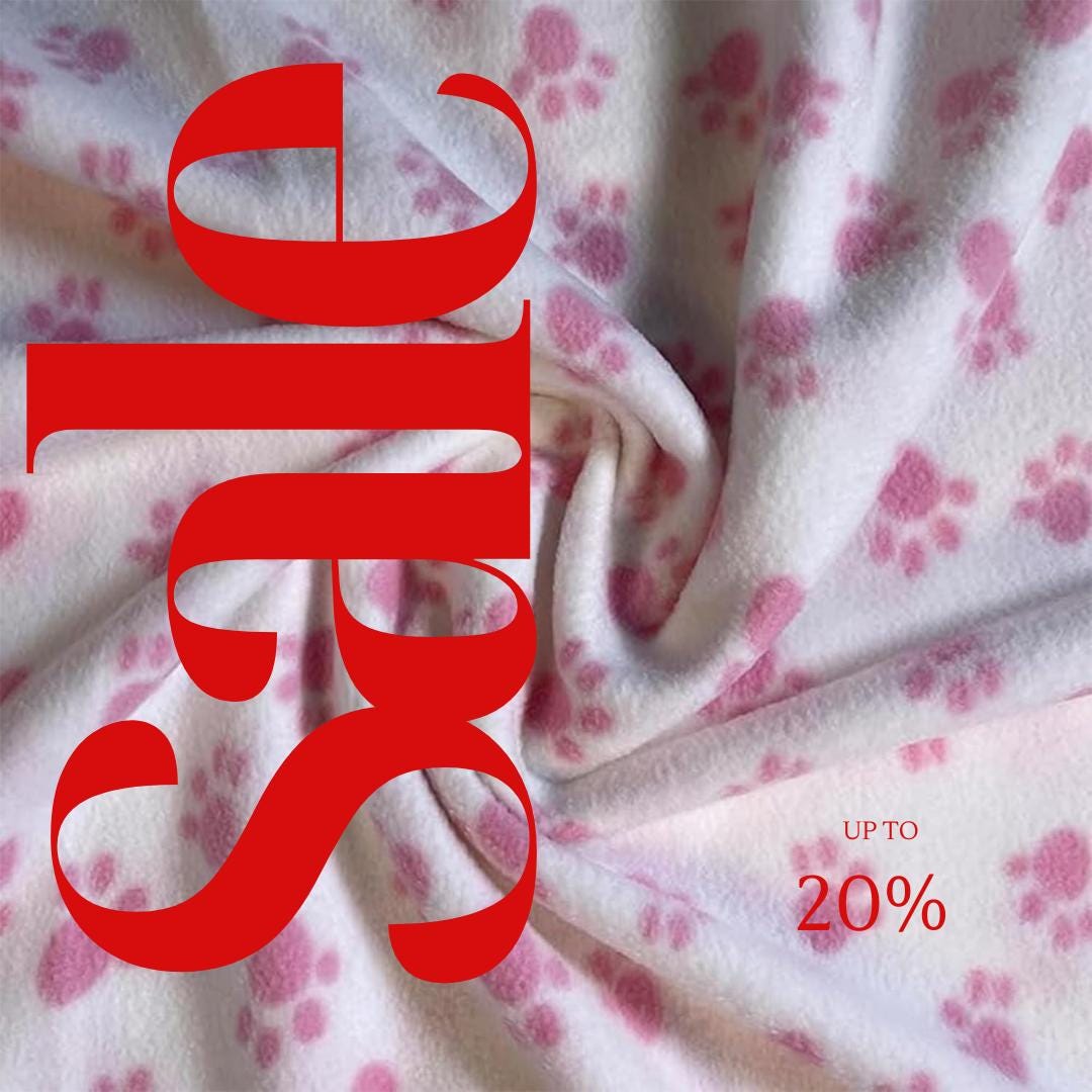 Pink Paws Print- Anti Pill Theme Fleece Fabric, 60” Inches Wide – Sold By The Yard
