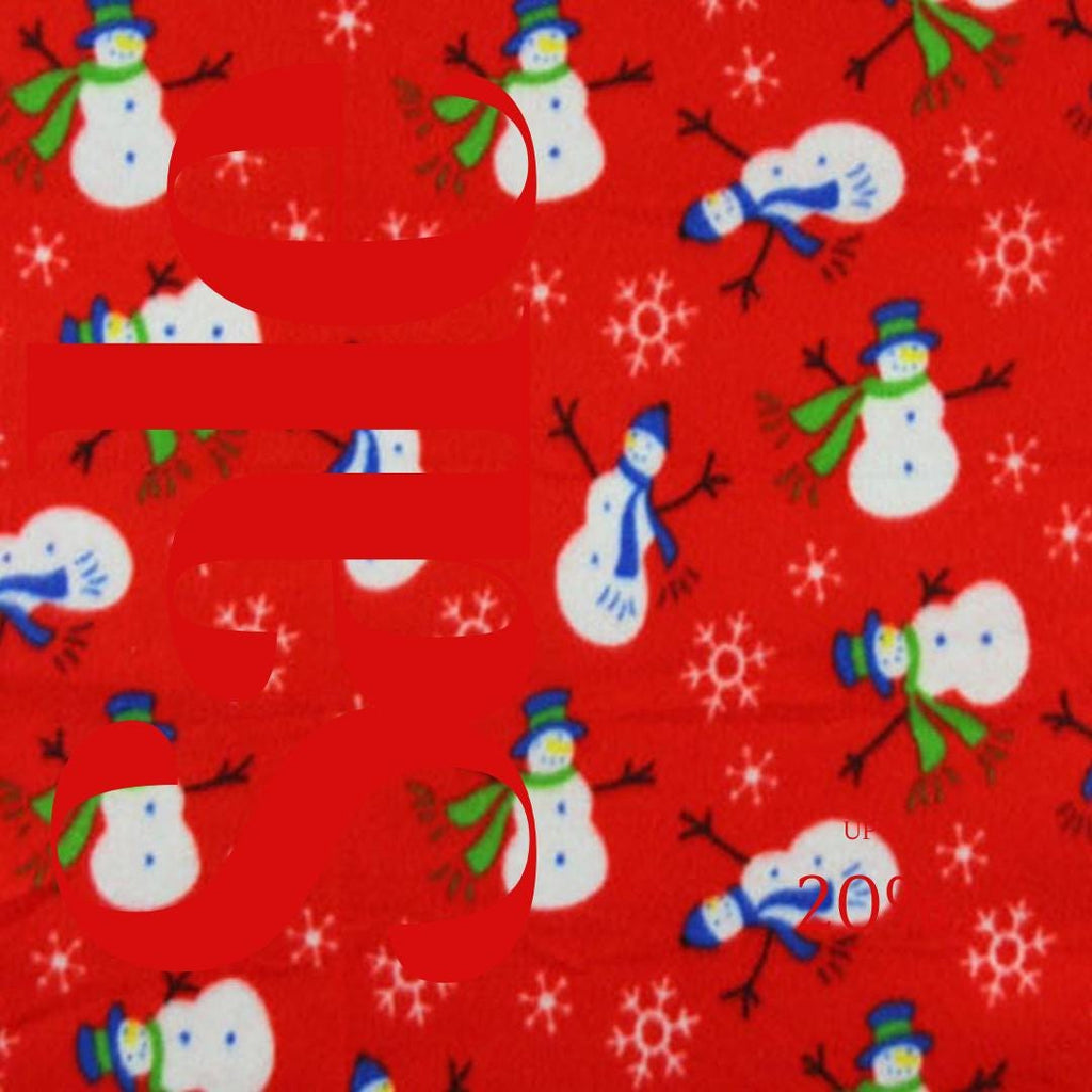 Snow Man Red Print- Anti Pill Theme Fleece Fabric, 60” Inches Wide – Sold By The Yard