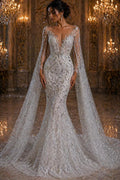 Luxurious Design Lace - White - 3D Beaded Design with Embroidered Sequins and Beads On a Mesh Lace Fabric for Prom Dress By The Yard