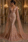 Luxurious Design Lace - Blush - 3D Beaded Design with Embroidered Sequins and Beads On a Mesh Lace Fabric for Prom Dress By The Yard