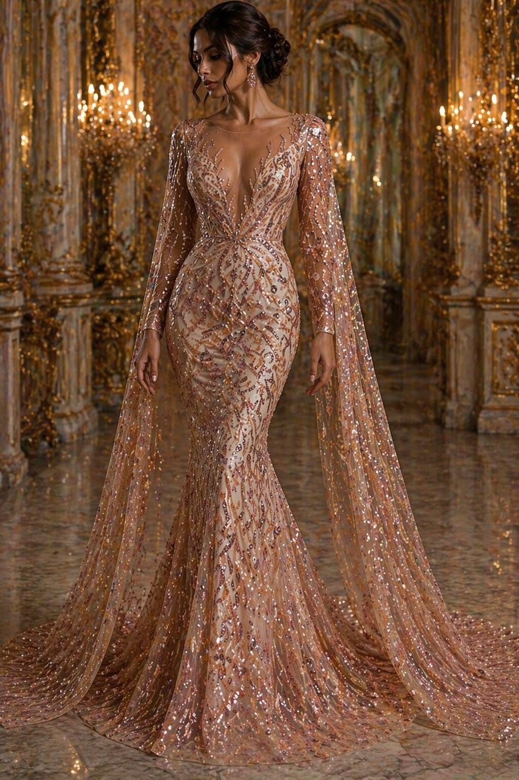 Luxurious Design Lace - Blush - 3D Beaded Design with Embroidered Sequins and Beads On a Mesh Lace Fabric for Prom Dress By The Yard