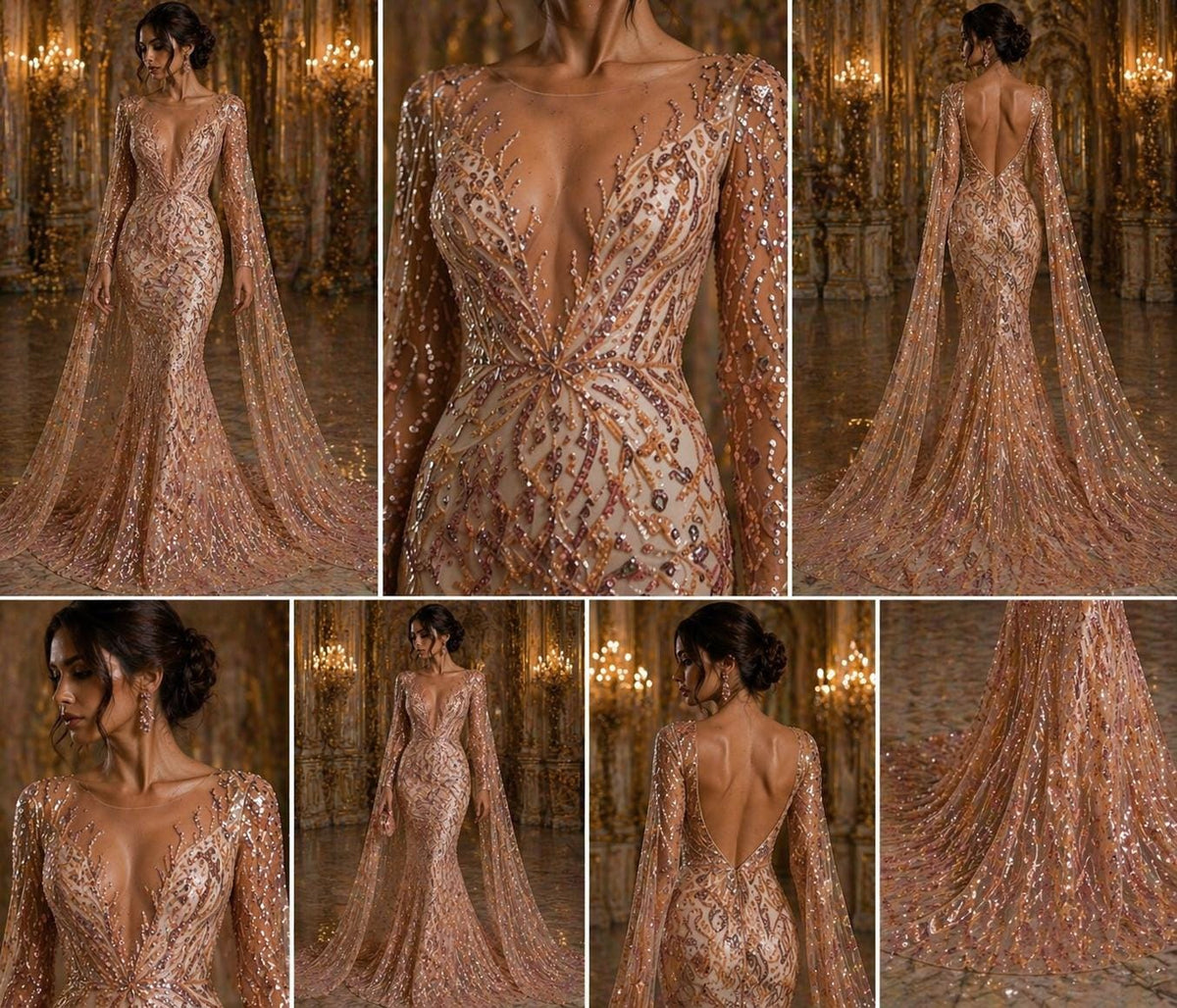 Luxurious Design Lace - Blush - 3D Beaded Design with Embroidered Sequins and Beads On a Mesh Lace Fabric for Prom Dress By The Yard