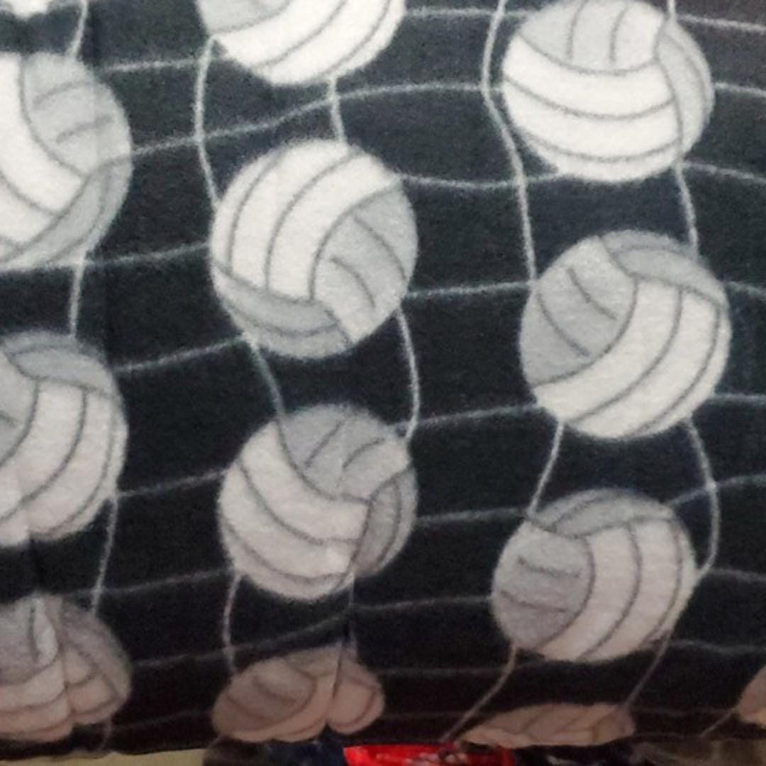 Black Volleyball Print- Anti Pill Theme Fleece Fabric, 60” Inches Wide – Sold By The Yard