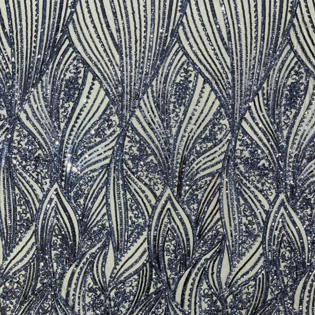 Luxury Shiny Sequin 4-Way Stretch Mesh Fabric – Prom & Evening Dress Material By The Yard. Navy