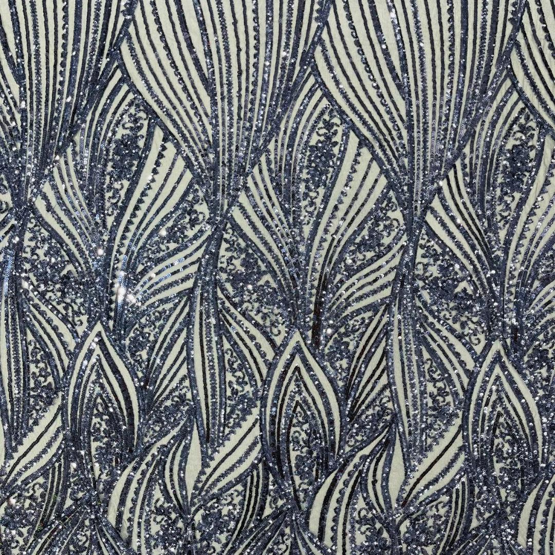 Luxury Shiny Sequin 4-Way Stretch Mesh Fabric – Prom & Evening Dress Material By The Yard. Navy