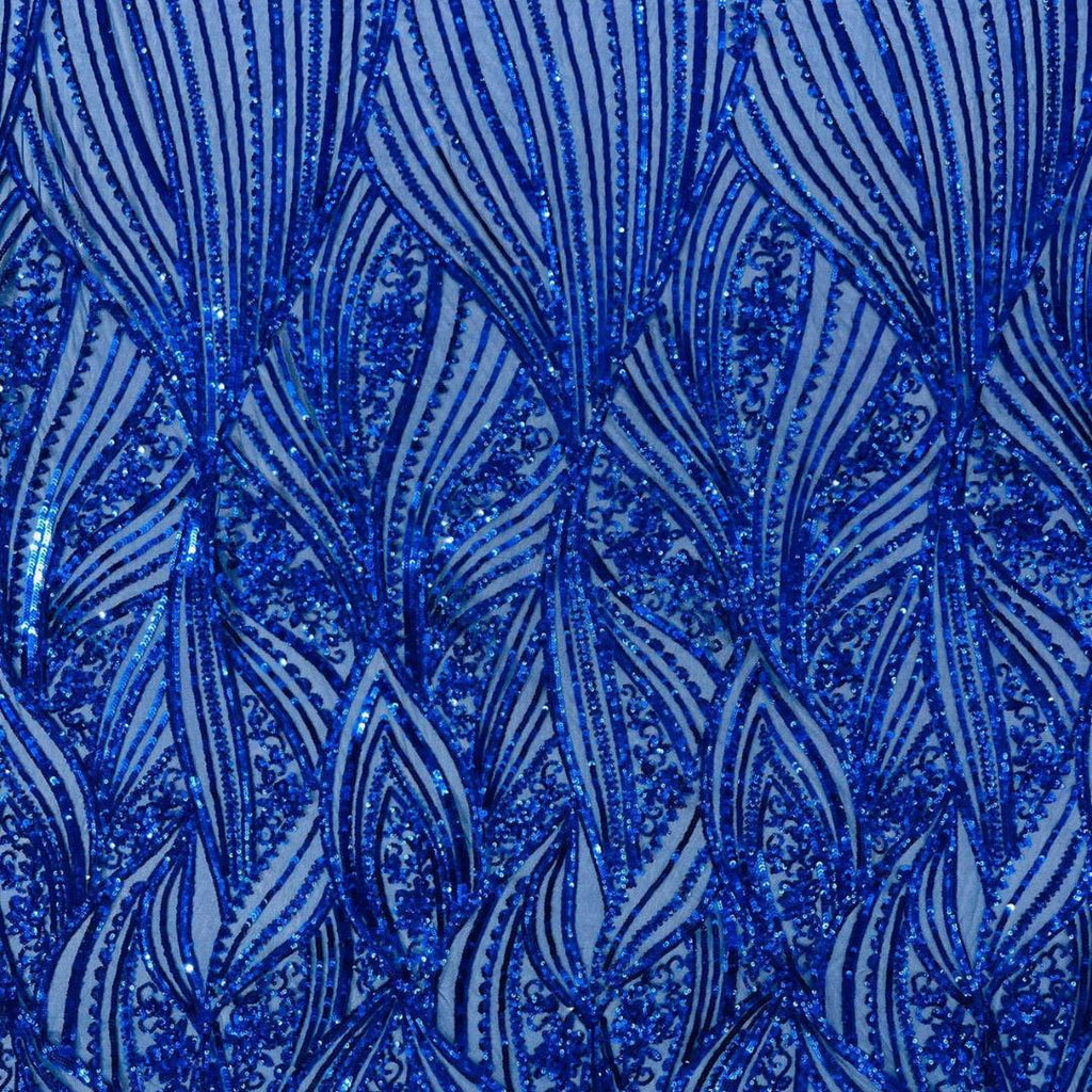 Luxury Shiny Sequin 4-Way Stretch Mesh Fabric – Prom & Evening Dress Material By The Yard. Royal Blue