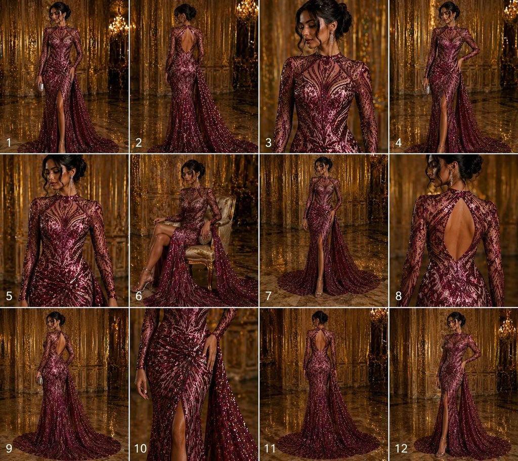 Luxury Shiny Sequin 4-Way Stretch Mesh Fabric – Prom & Evening Dress Material By The Yard. Burgundy