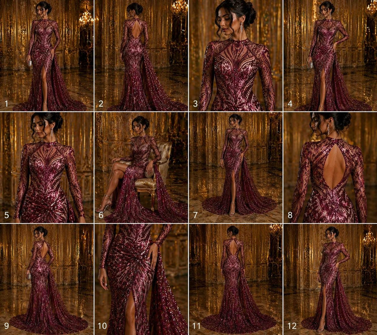 Luxury Shiny Sequin 4-Way Stretch Mesh Fabric – Prom & Evening Dress Material By The Yard. Burgundy