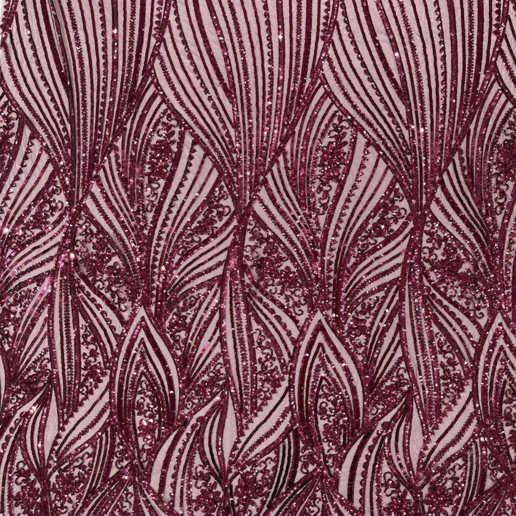 Luxury Shiny Sequin 4-Way Stretch Mesh Fabric – Prom & Evening Dress Material By The Yard. Burgundy