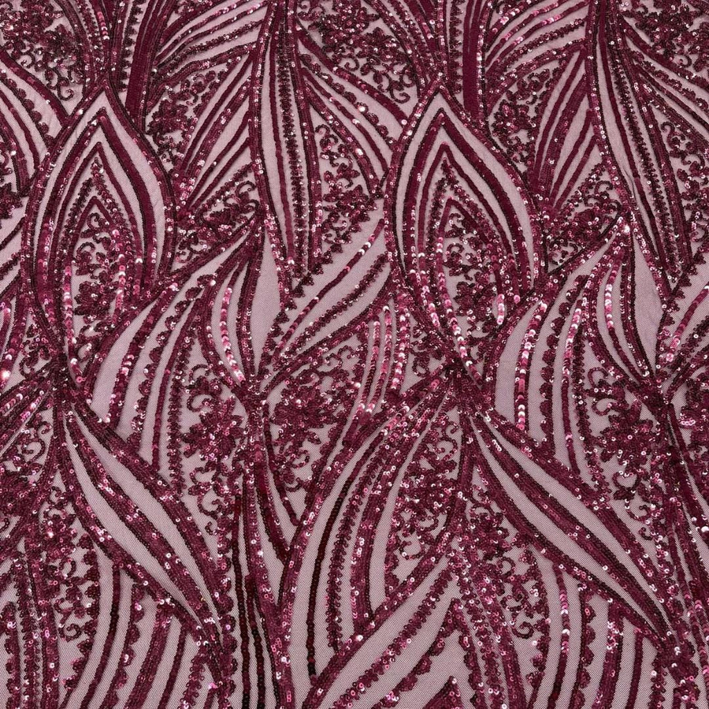 Luxury Shiny Sequin 4-Way Stretch Mesh Fabric – Prom & Evening Dress Material By The Yard. Burgundy