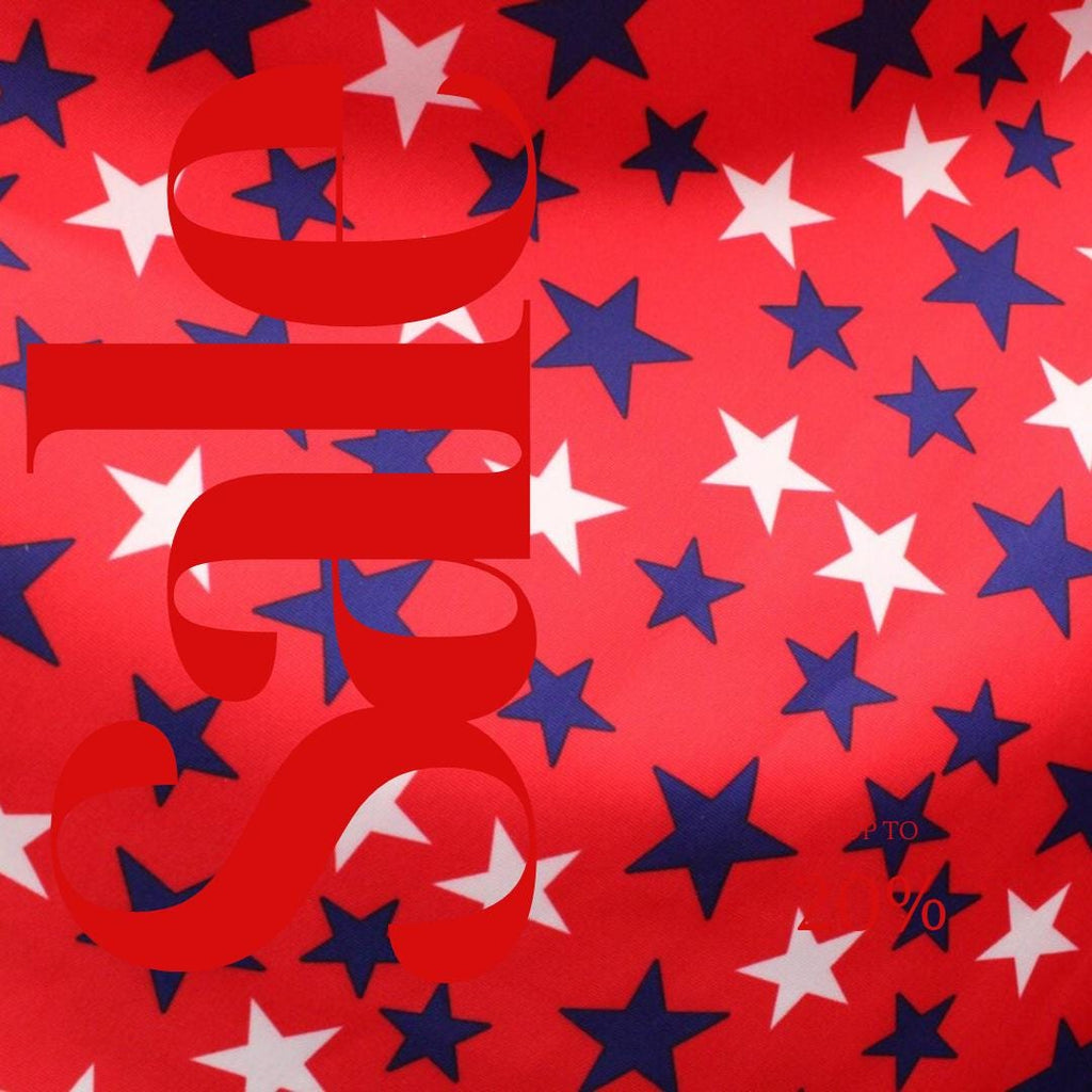 Patriotic Stars On Red - 4 Way Stretch Fabric By The Yard - 60" Wide Spandex Fabric - Thick and Heavy Spandex Fabric