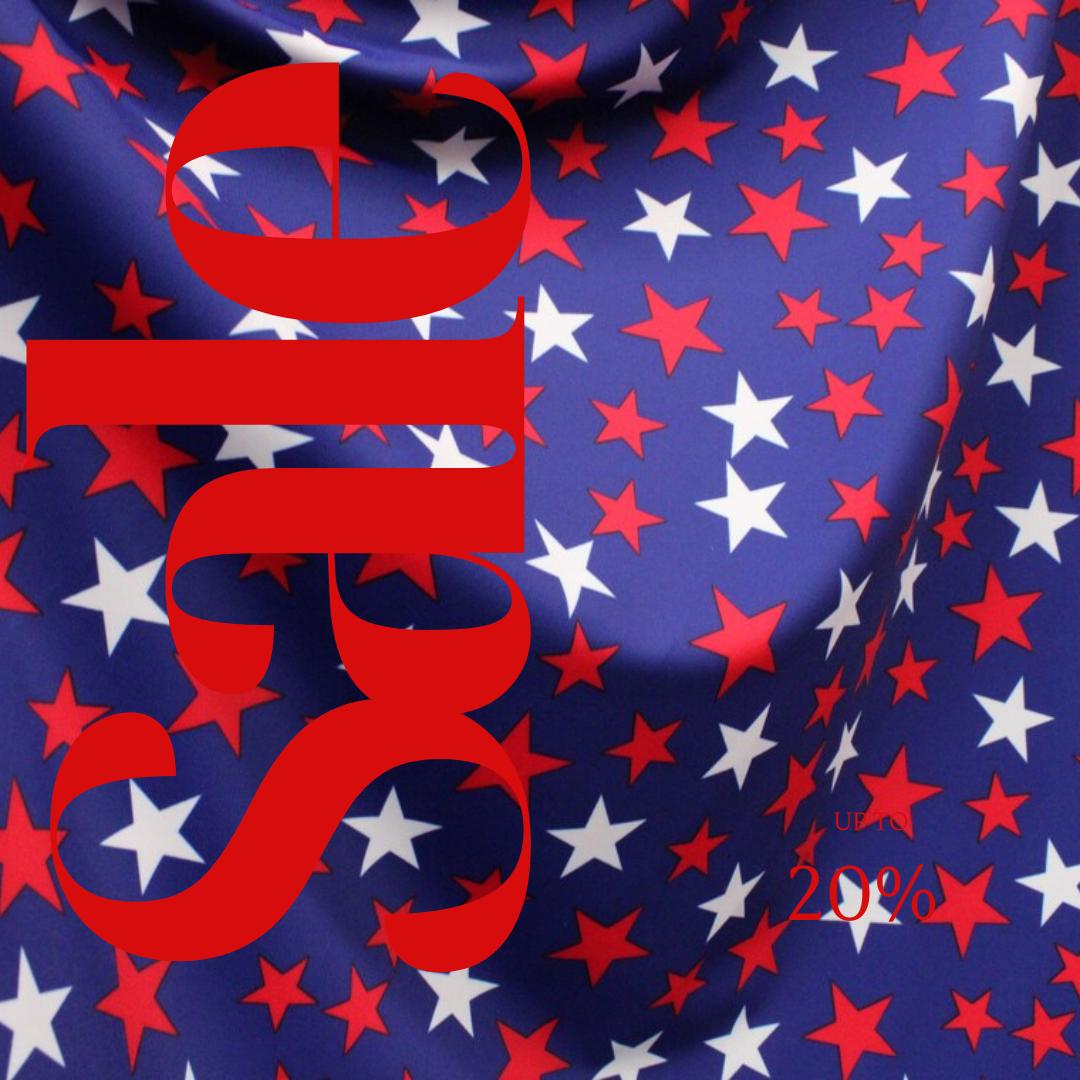 Patriotic Stars On Royal - 4 Way Stretch Fabric By The Yard - 60" Wide Spandex Fabric - Thick and Heavy Spandex Fabric