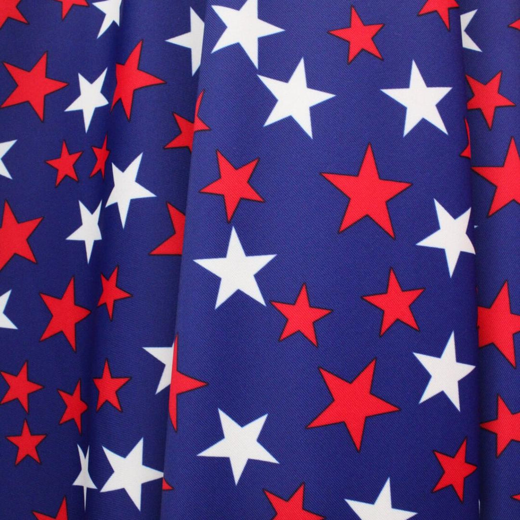 Patriotic Stars On Royal - 4 Way Stretch Fabric By The Yard - 60" Wide Spandex Fabric - Thick and Heavy Spandex Fabric