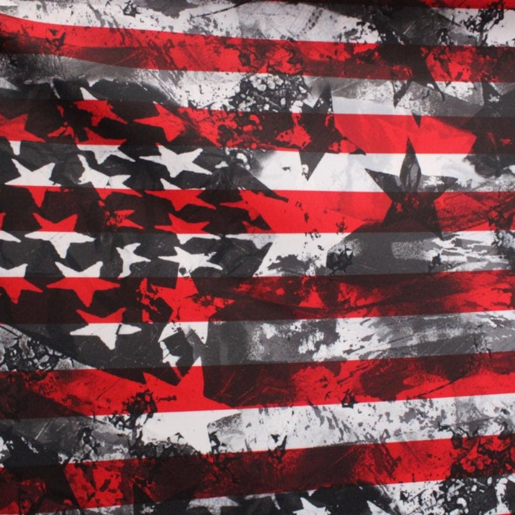 Patriotic Stars On White - 4 Way Stretch Fabric By The Yard - 60" Wide Spandex Fabric - Thick and Heavy Spandex Fabric
