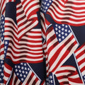 American Flags Navy Background - 4 Way Stretch Fabric By The Yard - 60" Wide Spandex Fabric - Thick and Heavy Spandex Fabric