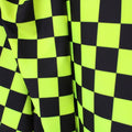 Neon Checkers Yellow/Black - 4 Way Stretch Fabric By The Yard - 60" Wide Spandex Fabric - Thick and Heavy Spandex Fabric