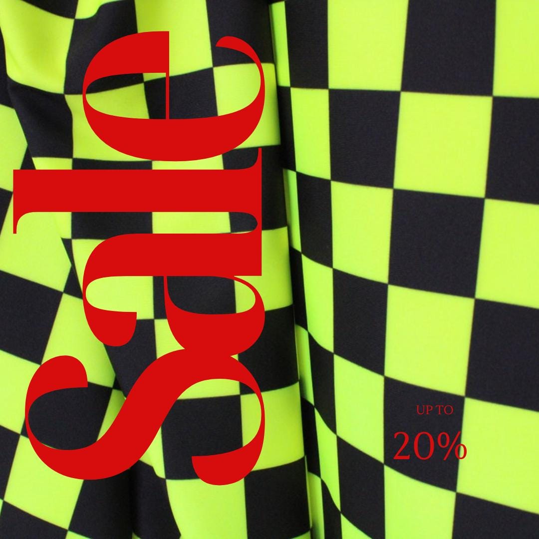 Neon Checkers Yellow/Black - 4 Way Stretch Fabric By The Yard - 60" Wide Spandex Fabric - Thick and Heavy Spandex Fabric