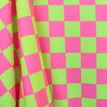 Neon Checkers Green/Pink - 4 Way Stretch Fabric By The Yard - 60" Wide Spandex Fabric - Thick and Heavy Spandex Fabric