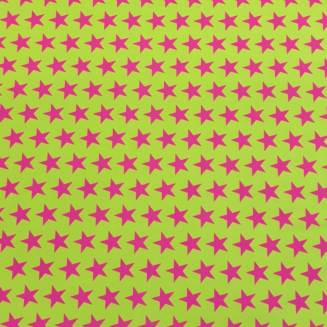 Black-light Reactive Yellow and Pink Star - 4 Way Stretch Fabric By The Yard - 60" Wide Spandex Fabric - Thick and Heavy Spandex Fabric