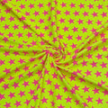 Black-light Reactive Yellow and Pink Star - 4 Way Stretch Fabric By The Yard - 60" Wide Spandex Fabric - Thick and Heavy Spandex Fabric