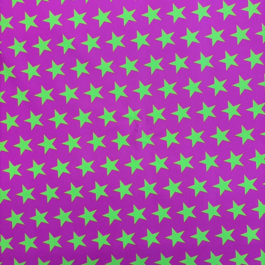 Black-light Reactive Pink and Yellow Star - 4 Way Stretch Fabric By The Yard - 60" Wide Spandex Fabric - Thick and Heavy Spandex Fabric