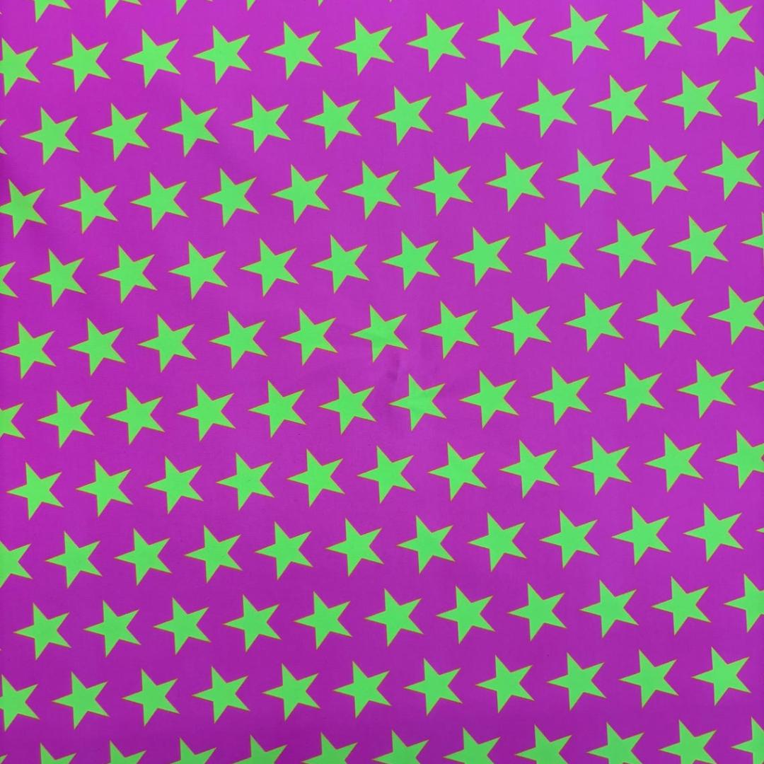 Black-light Reactive Pink and Yellow Star - 4 Way Stretch Fabric By The Yard - 60" Wide Spandex Fabric - Thick and Heavy Spandex Fabric