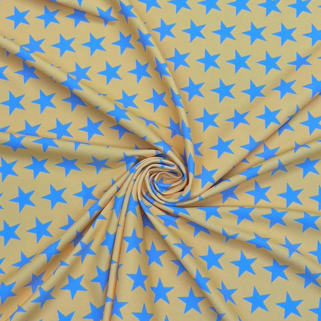 Black-light Reactive Orange and Lavender Star - 4 Way Stretch Fabric By The Yard - 60" Wide Spandex Fabric - Thick and Heavy Spandex Fabric
