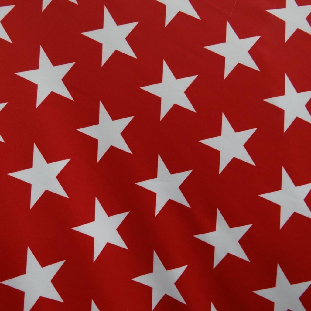 Patriotic White Stars On Red - 4 Way Stretch Fabric By The Yard - 60" Wide Spandex Fabric - Thick and Heavy Spandex Fabric